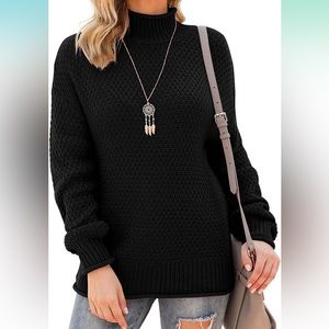 Womens Turtleneck Oversized Sweaters Batwing Long Sleeve Pullover Loose Chunky